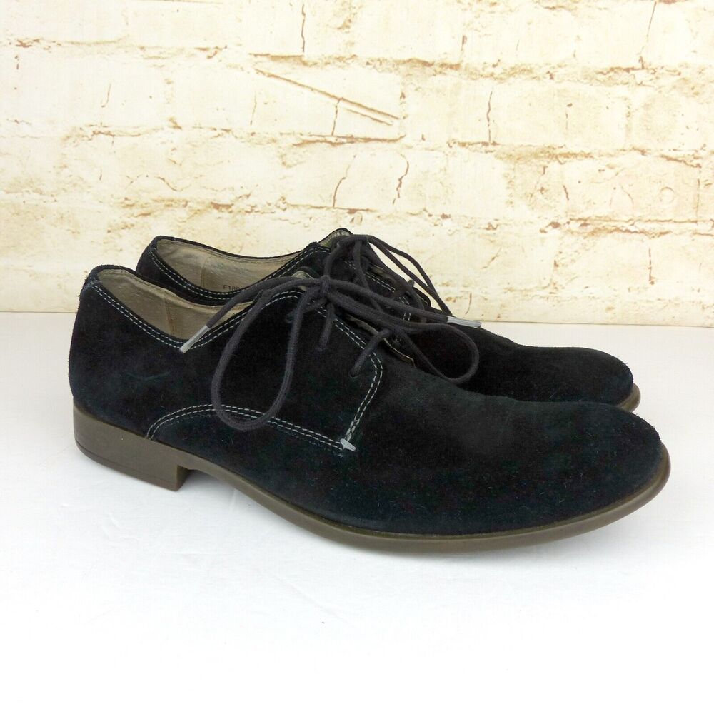 John Varvatos Star USA Suede Oxford Dress Shoes Mens 8M Black Lace Up Preppy